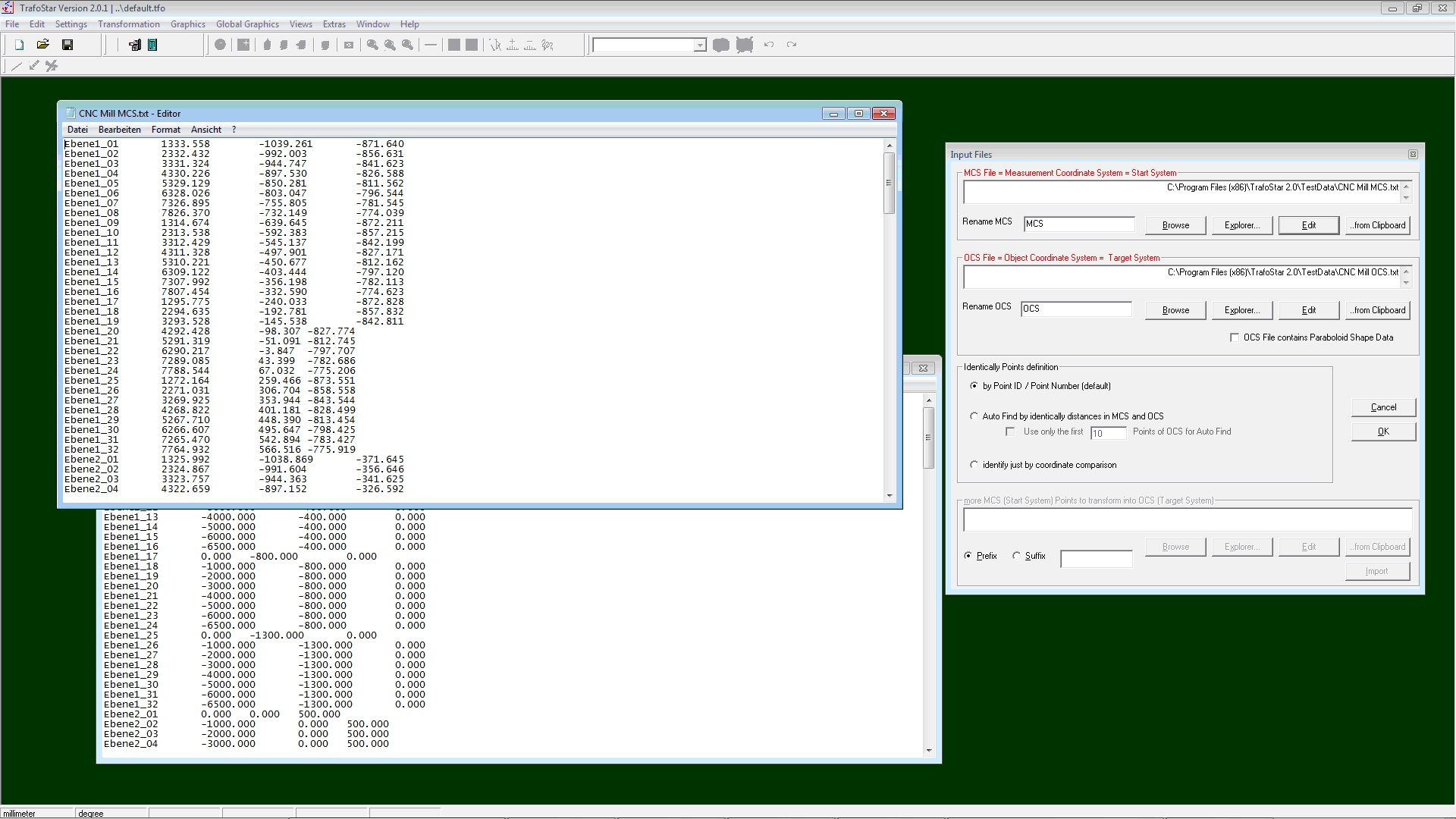 Input files and coordinate systems